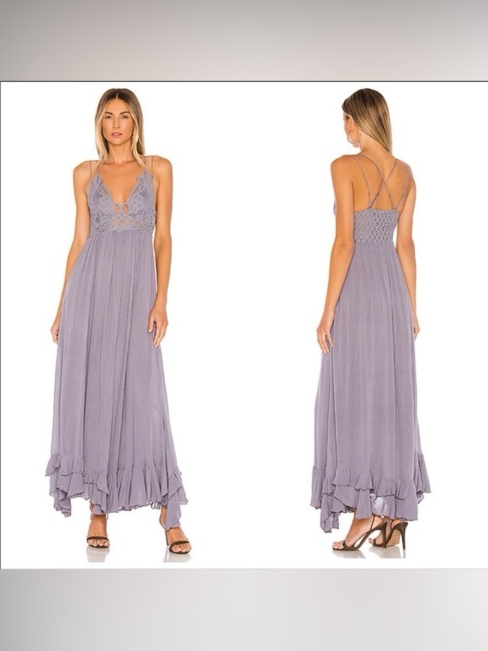 Free People One Dress Women Size XS Purple Slate Adella Maxi Slip Dress Boho - Picture 15 of 15